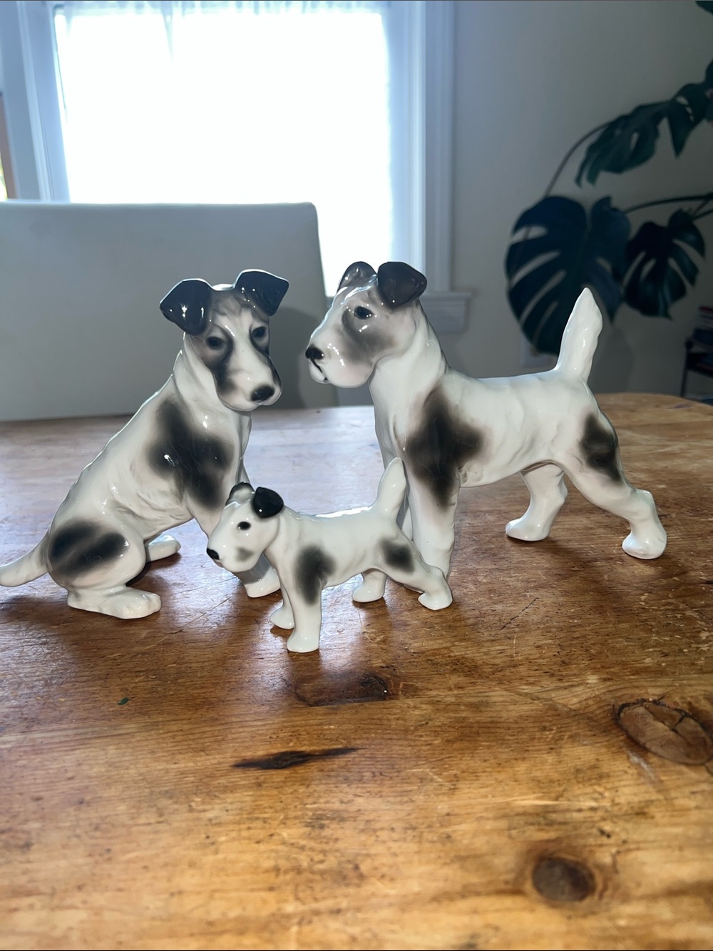 Pfeffer Gotha porcelain Fox Terrier figurine family set, handcrafted in Germany